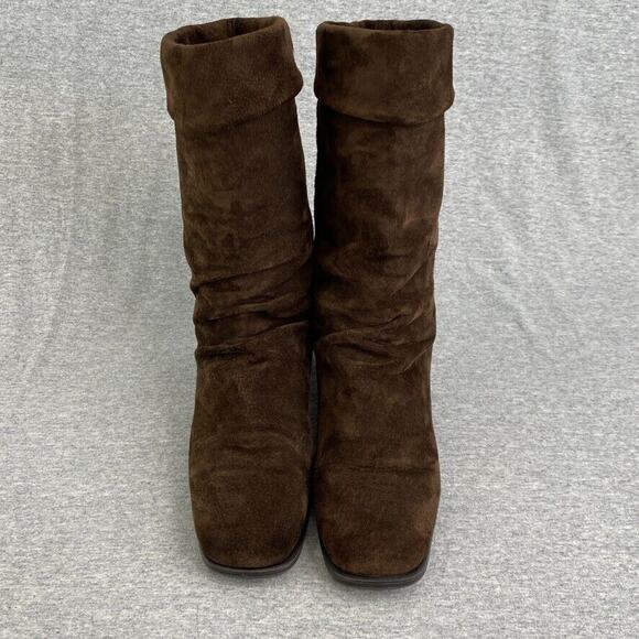 Markon Boots Womens 9M Brown Suede Leather Simon Fold Down Mid Calf Slouch - Picture 8 of 10